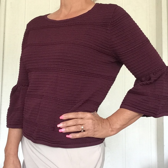 WHITE HOUSE BLACK MARKET DRAMA SLEEVE PONTELLE SWEATER MEDIUM - Picture 6 of 14